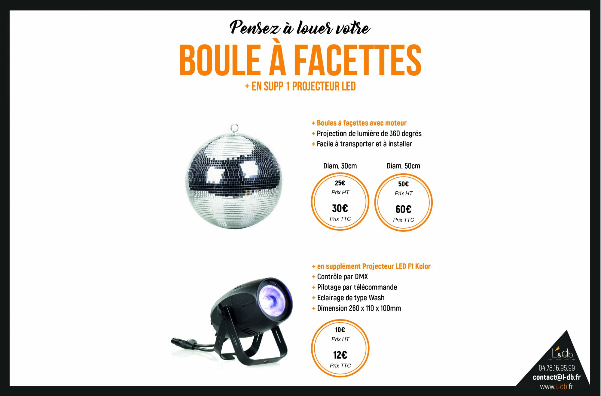 Location Boule à facette - Boule disco - Boule réfléchissante Miroir Lyon -  Lumières - Éclairages événementiel à Lyon