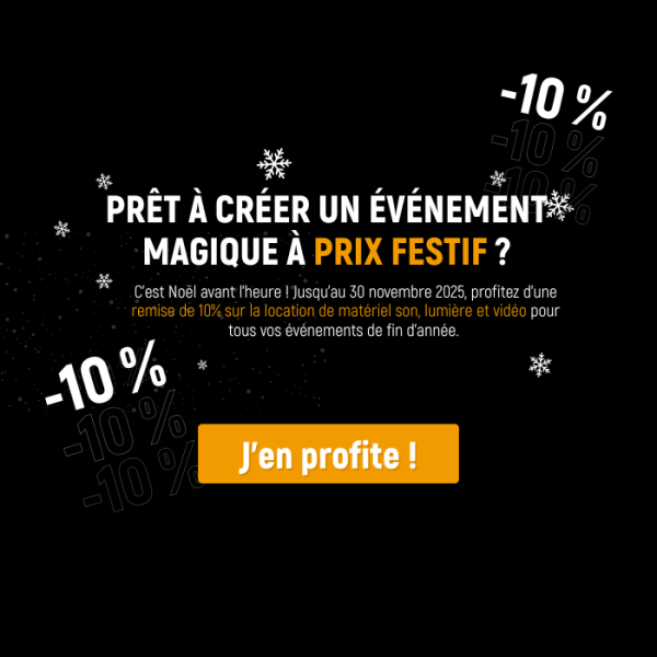 Offre de fin d'année 2025 : -10 % de remise sur la location de matériel audiovisuel